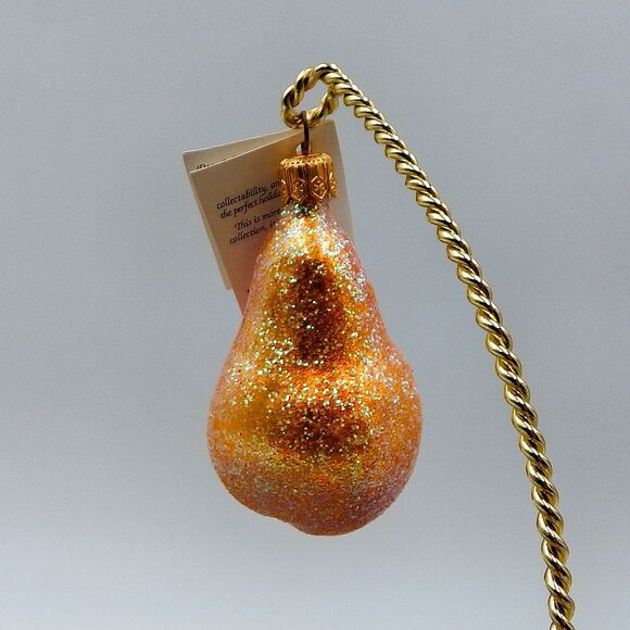 Christopher Radko Sugared Pear Christmas Tree Ornament Glass 1994 Fruit Glitter - Picture 3 of 9